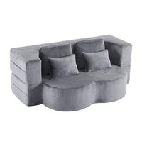 BODENSCHLAFSOFA klappbar mit hochdichtem Schaumstoff, 4 Kissen und 2-in-1-Funktion, Blau/Grau - Grau, Kunststoff (198/76/60cm) - Redom