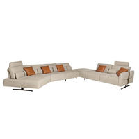 ECKSOFA Modulares Relax-Sofa mit Chaiselongue rechts, Stoff in Sandfarbe 500/305/87 cm - Sandfarben/Schwarz, Textil (500/87/305cm) - ANGEL CERDA