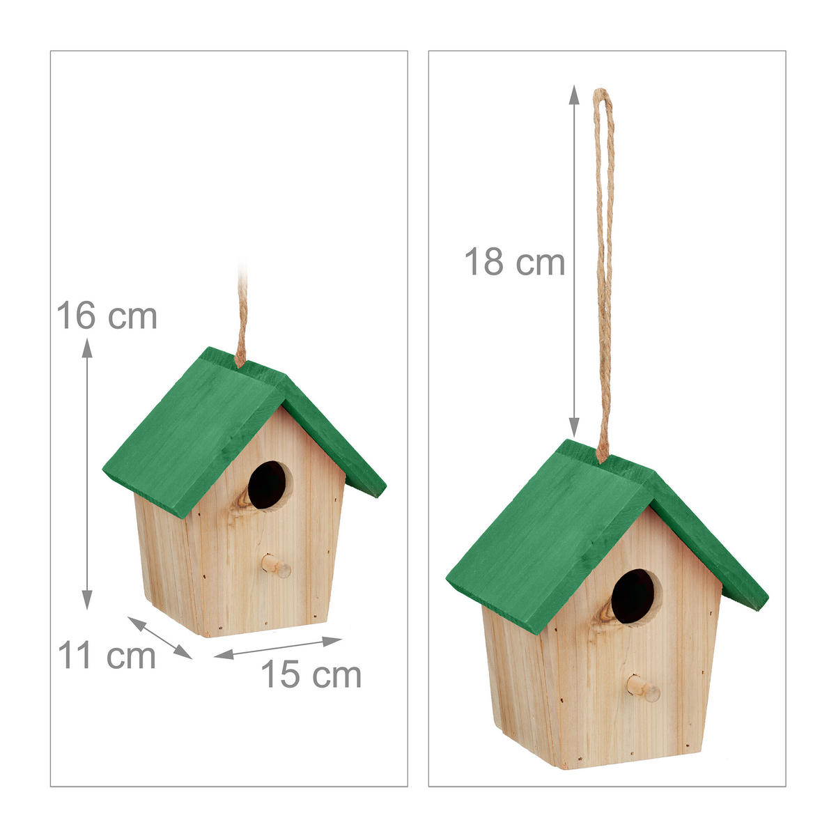 DEKO-VOGELHAUS - Multicolor, Holz (15/16/11cm) - Relaxdays