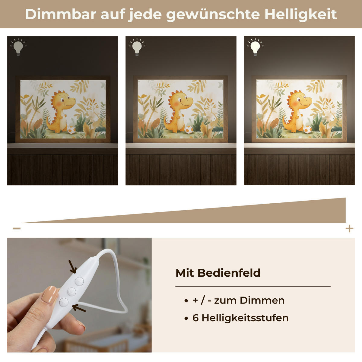 NACHTTISCHLAMPE Dino - Fußball - Orange 30x20 cm - Beige, Holzwerkstoff (8/30/20cm)