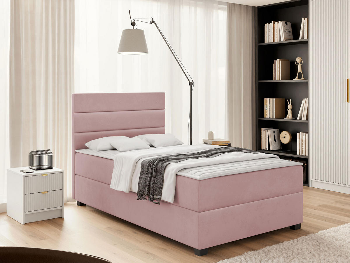 BOXBETT Elen - Schwarz/Rosa, Holz/Holzwerkstoff (90/200cm) - MIRJAN24