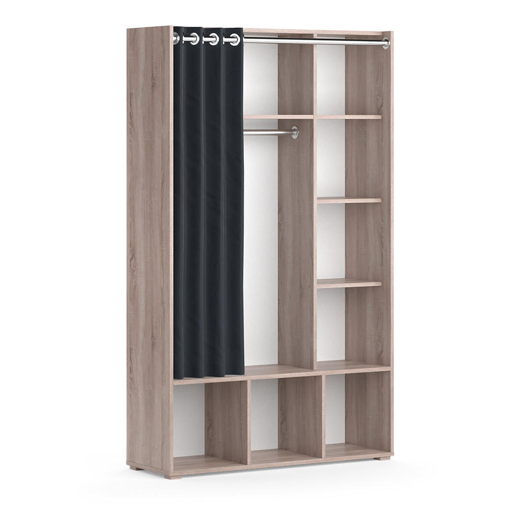 KLEIDERSCHRANK Luigi Sonoma 105.8 x 178.1 cm mit Vorhang-Kleiderstange - Sonoma Eiche, Holzwerkstoff (38/178.1/105.8cm) - Vicco