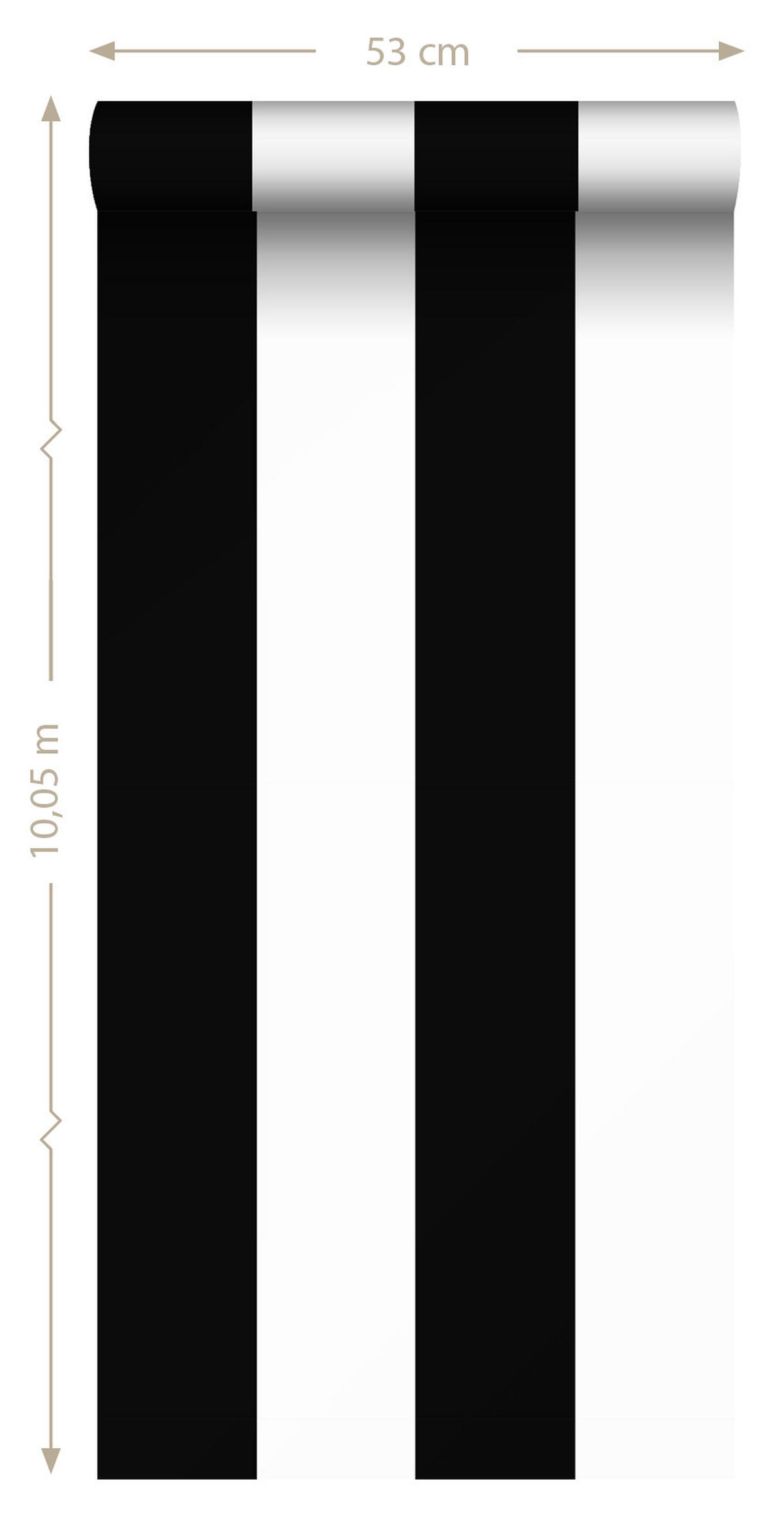 TAPETE breite Streifen 53 cm x 10.05 m - Schwarz, Papier (53/1000cm) - Sanders & Sanders