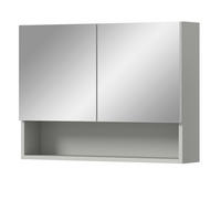 SPIEGELSCHRANK grau 74 cm, Badschrank 2-türig mit Soft-Close - Grau, Glas/Holzwerkstoff (74/55/17cm) - Inn.Furn