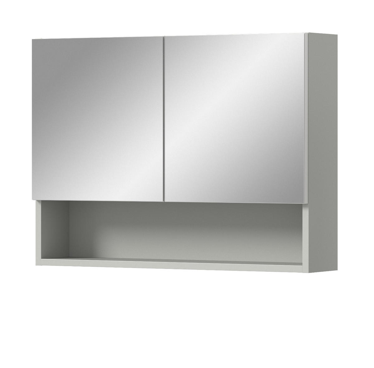 SPIEGELSCHRANK grau 74 cm, Badschrank 2-türig mit Soft-Close - Grau, Glas/Holzwerkstoff (74/55/17cm) - Inn.Furn