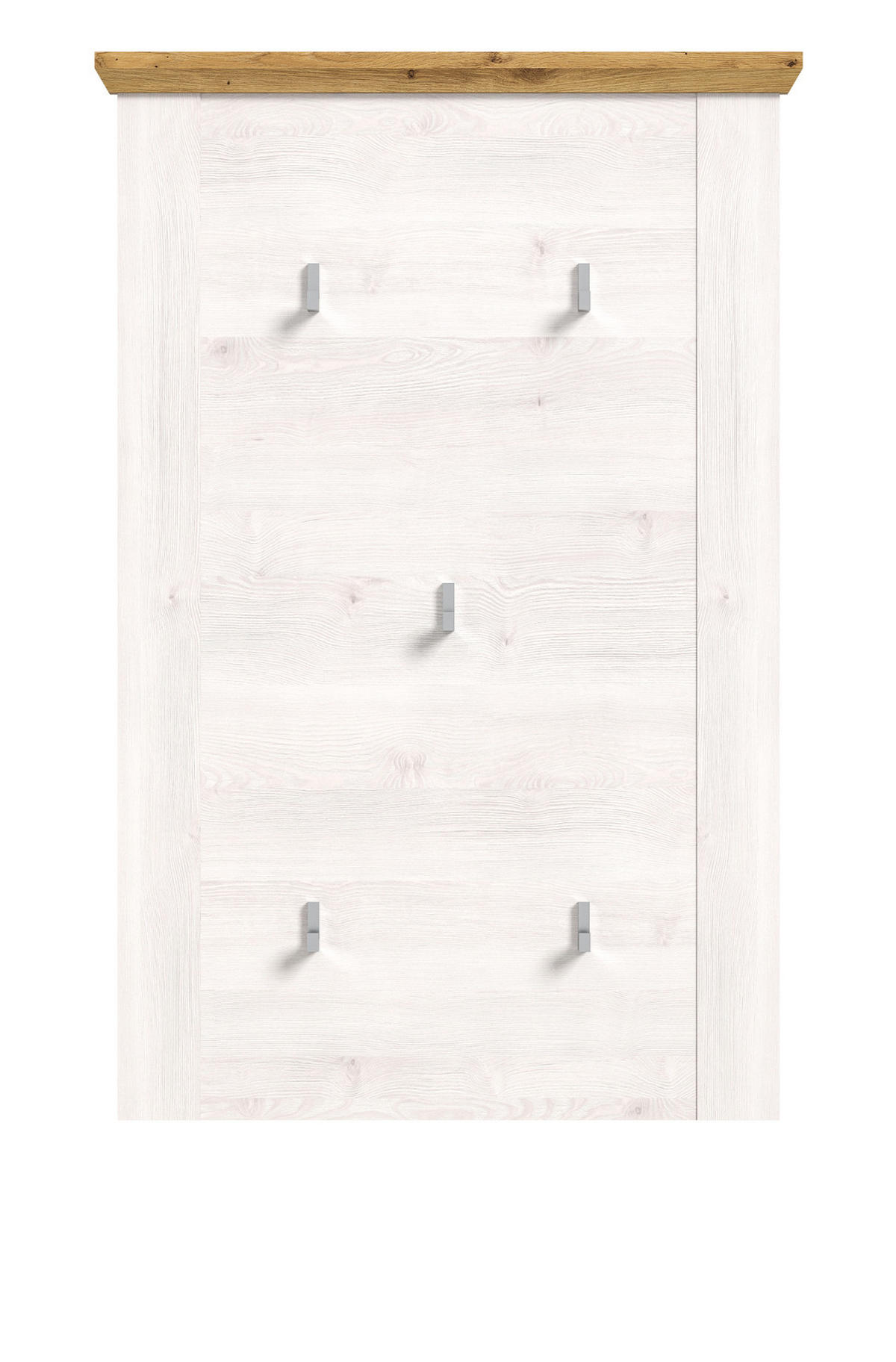 GARDEROBENPANEEL weiß Lärche Landhaus 68 cm, Flurgarderobe mit 5 Kleiderhaken - Weiß/Eiche Artisan, Holzwerkstoff (68/103/4cm) - Inn.Furn