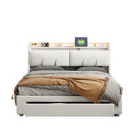 POLSTERBETT 140x200 cm Creme LED USB Schublade Kopfteil - Beige, Holz (140/200cm) - SHOPENTRA