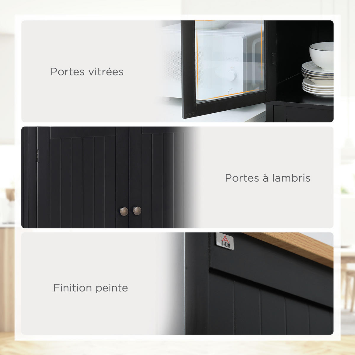 HIGHBOARD DE-11324 2 Glastüren Schwarz - Schwarz, Holzwerkstoff (40/182.5/76cm) - ComfortXL