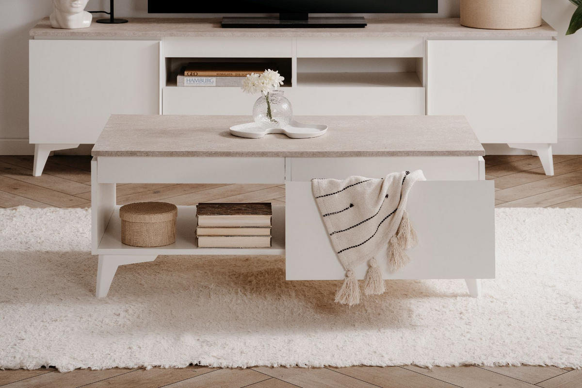 COUCHTISCH Bertrix 55/100/40 cm - Weiß, Holzwerkstoff (55/100/40cm) - Finori GmbH