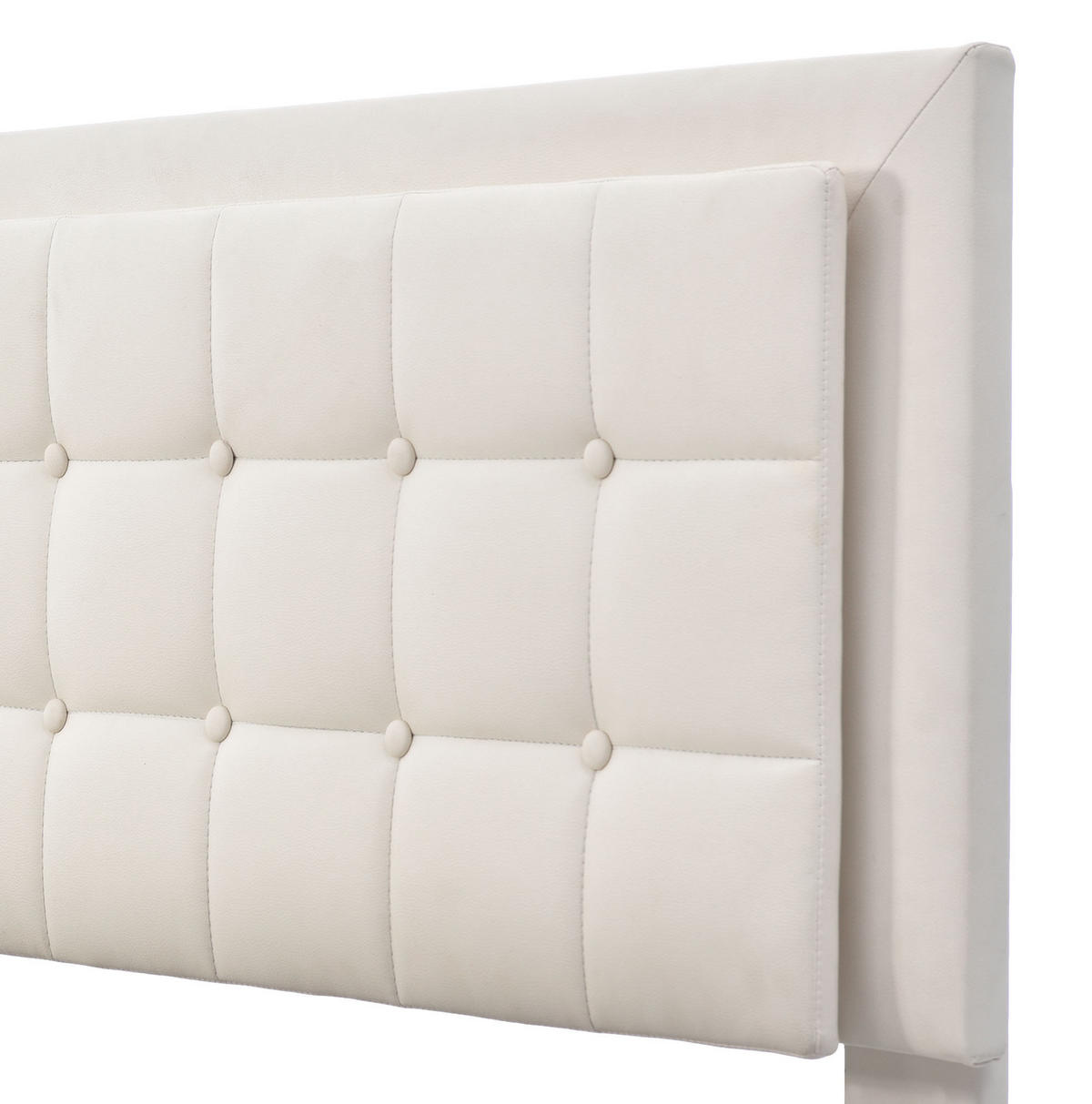 POLSTERBETT aus Kunstleder 180x200 cm Weiß mit Bettkasten, Lattenrost und LED-Beleuchtung - Beige, Leder (180/200cm) - IVMEU