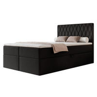BOXBETT PONTI 120x200 cm Schwarz (Samt) - mit 2 Bettkästen, Bonellmatratze und vertikaler Rautensteppung - Schwarz, Holzwerkstoff/Textil (120/200cm) - Ravio