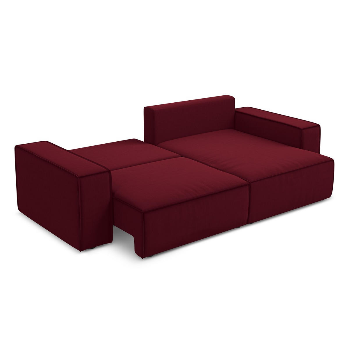 ECKSOFA mit Schlaffunktion Samt Stoff Rot - Bordeaux/Rot, Kunststoff/Textil (257/148cm) - LaMiaSofa