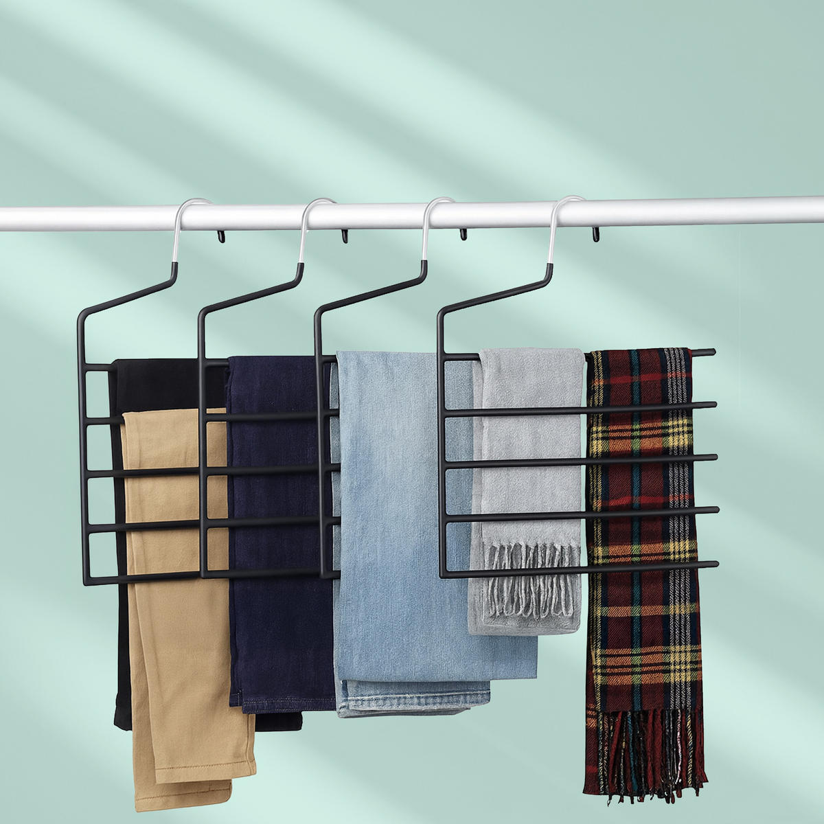 MEHRFACHHOSENBÜGEL Set - Schwarz, Kunststoff/Metall (32/35/0.5cm) - Relaxdays