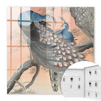 SCHLÜSSELBOX Weiß 30x30 cm – Türöffnung nach rechts - Pfauenschönheit - Blau, Metall (30/30/5cm) - TULUP