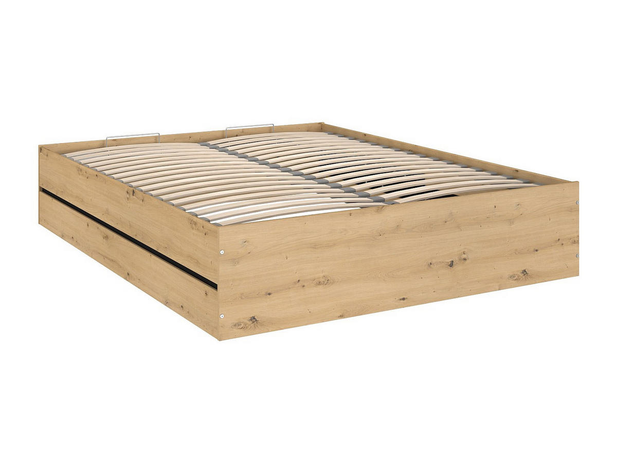BETT mit Bettkasten - 2 Personen - holz - schwarz, naturfarben hell Ludaro - Schwarz/Naturfarben, Holz (160/200cm) - Vente-Unique