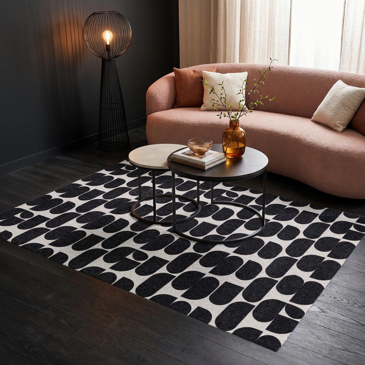 KOBERCE - Moderné - vzorované - čierne - 200x140 cm - čierna, textil/plast (200/0.4cm) - OnlyWow