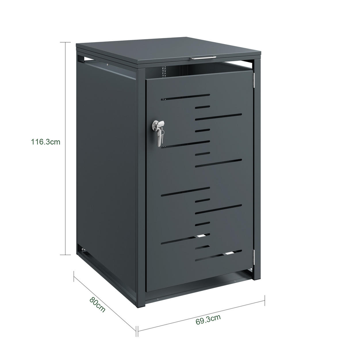MÜLLTONNENBOX Metall Einzelbox 240 L 69,2×116,2×80,2 cm - Dunkelgrau, Metall (69/116/80cm) - SoBuy