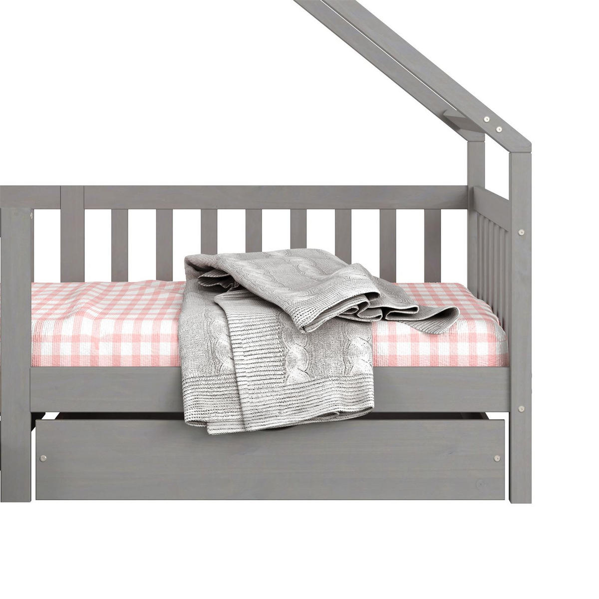HAUSBETT ALVA 90X200 CM - Grau, Holz (96/168/206cm) - IDIMEX