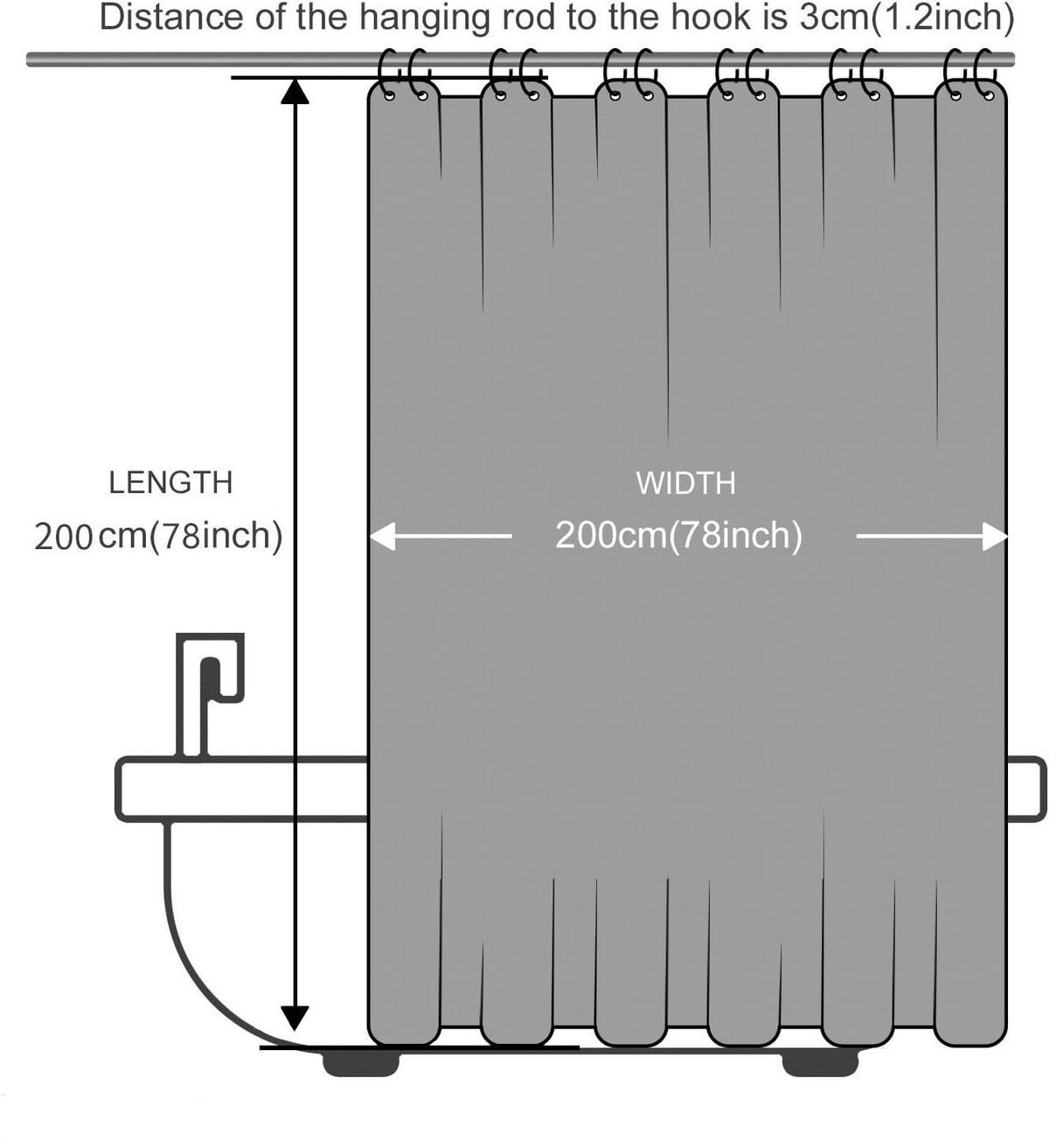 DUSCHVORHANG Weiß Polyester wasserdicht waschbar schimmelresistent mit Haken - Weiß, Kunststoff (200/200cm) - MCBOSON