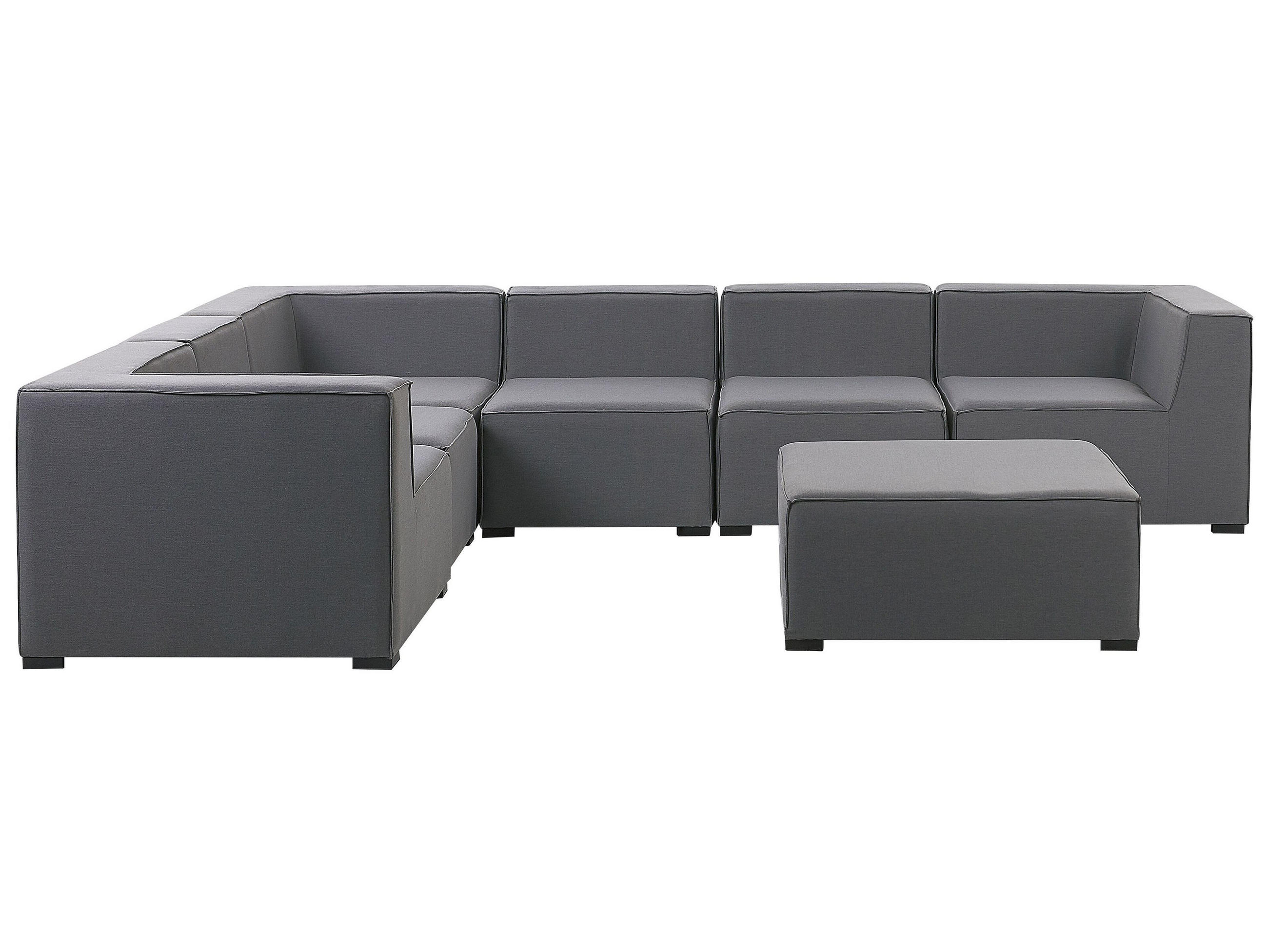 LOUNGE SET 7-Sitzer grau linksseitig modular Arezzo - Grau, Textil - Beliani