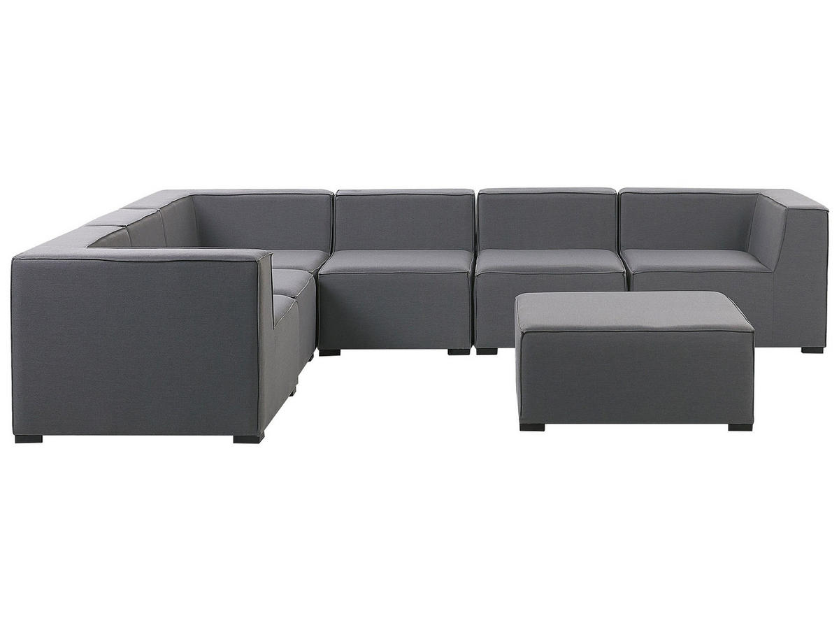 LOUNGE SET 7-Sitzer grau linksseitig modular Arezzo - Grau, Textil - Beliani