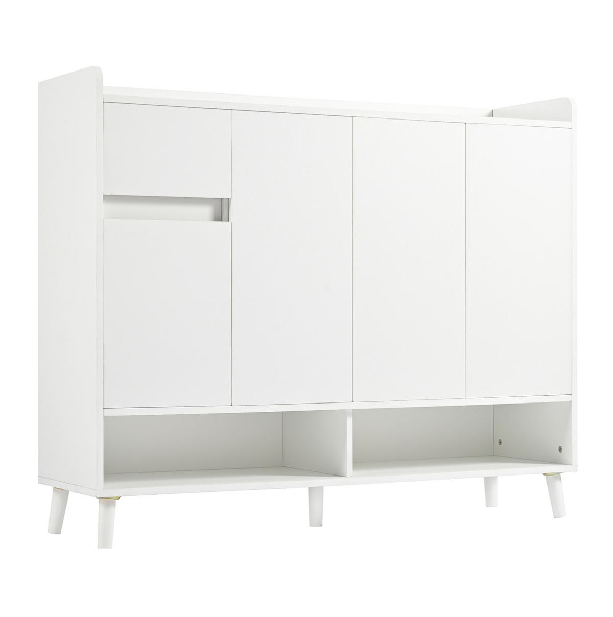 SCHUHSCHRANK mit 4 Türen und 1 Schublade 120 x 35 x 99 cm Weiß - Weiß, Holzwerkstoff (35/99/120cm) - Beauniv