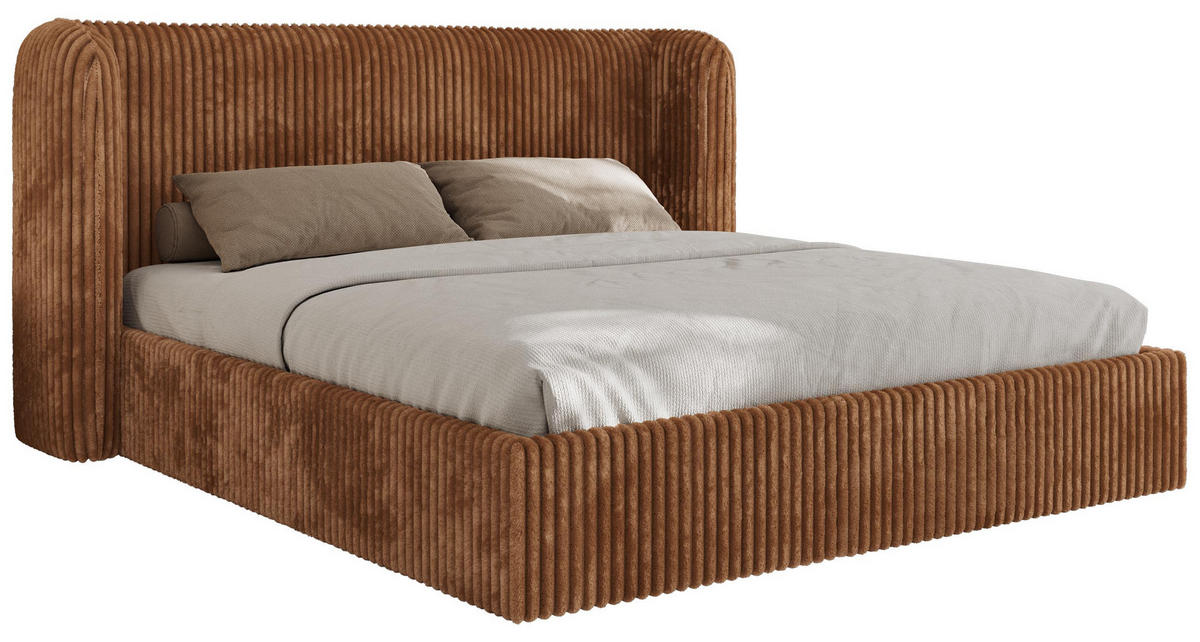 POLSTERBETT EMORA CLASSIC 200/200 - Orange Cord - Multipocket-Matratze - Orange, Textil (200/200cm) - MKS