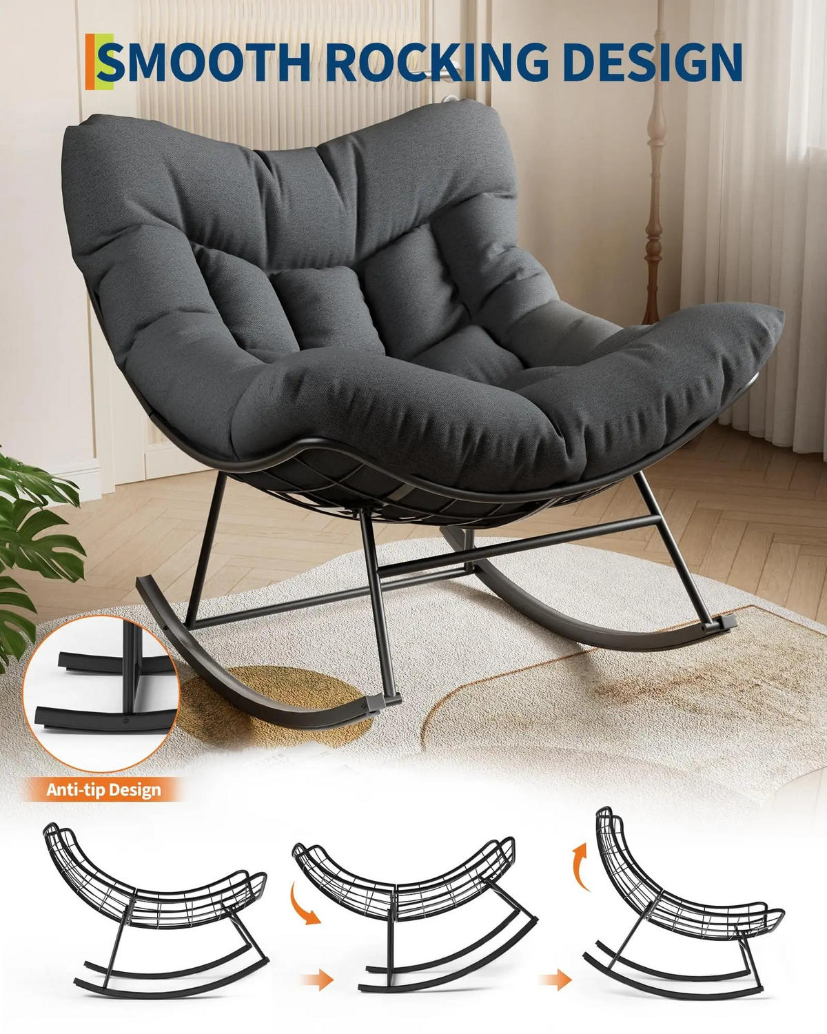 SCHAUKELSTUHLMIT Hocker, Outdoor Papasan, mit Metallrahmen, Weiß - Weiß, Textil (71/82.8/89cm) - Kaket