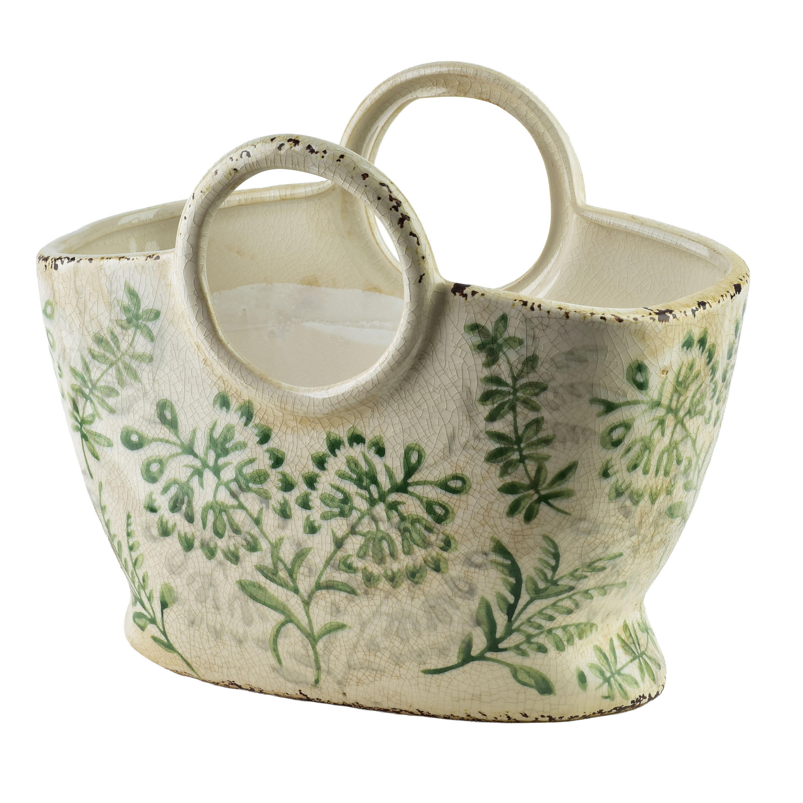 VAZA CROCKET krem 27/15/21,5cm keramika - zelena, keramika (24cm) - Mondex