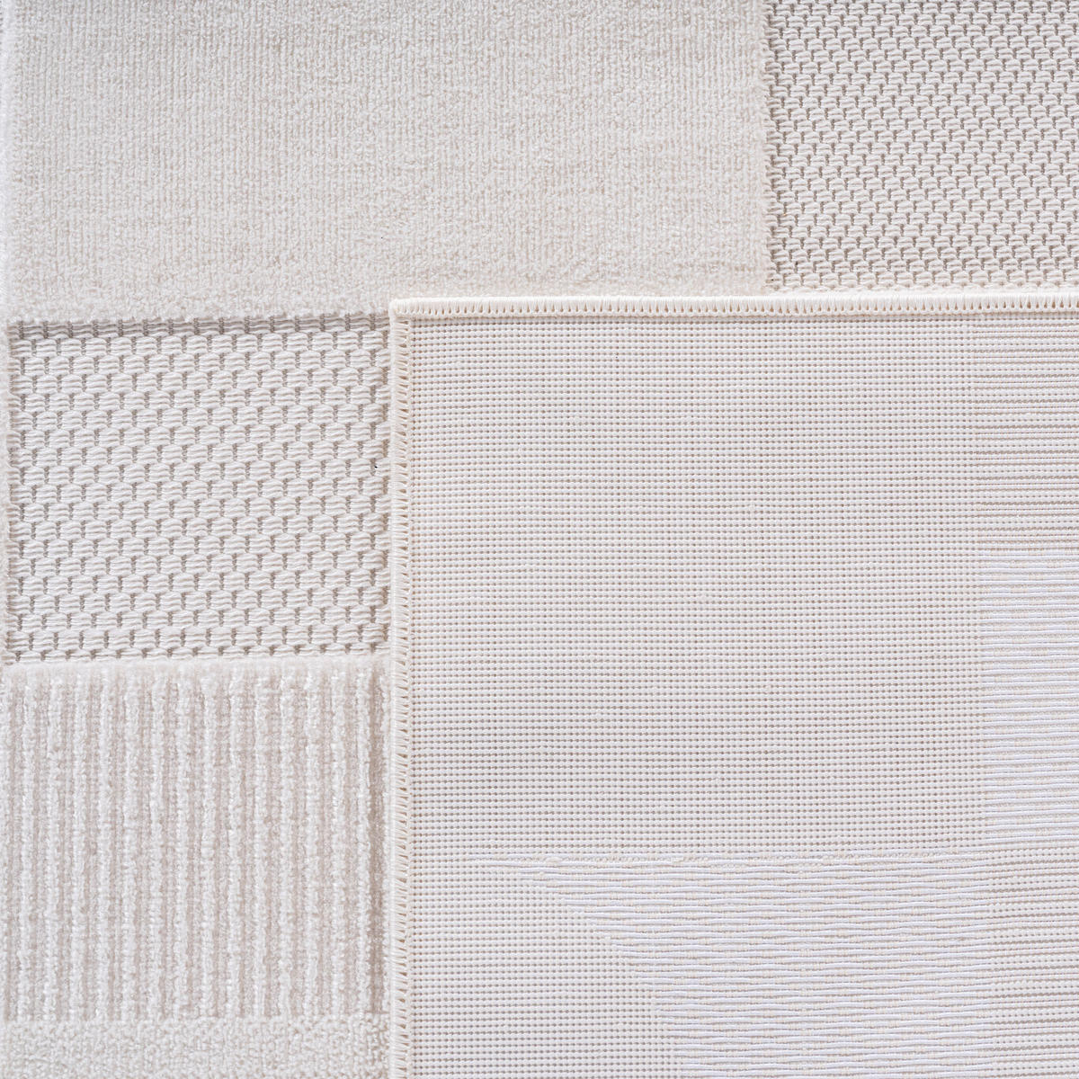 TEPPICH In-/Outdoor Kurzflor 3D-Relief Polypropylen Küche Creme Rechteckig 140x200 - Creme, Textil (140/200cm) - KADIMA DESIGN