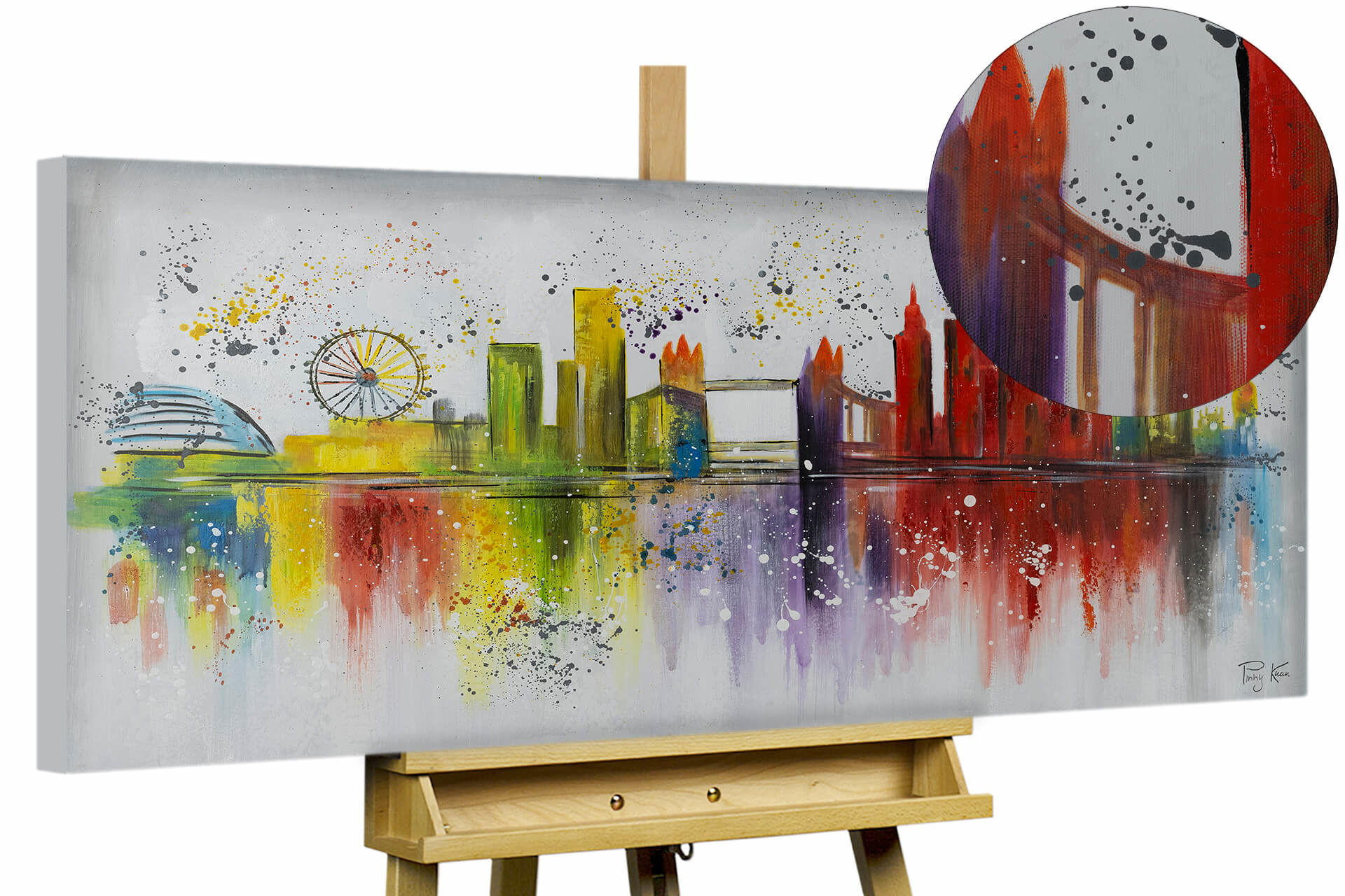 ACRYLBILD HANDGEMALT 120/60 cm - Multicolor/Grau, Holz/Textil (2/60cm) - KUNSTLOFT