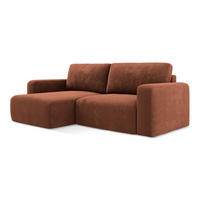 ECKSOFA mit Schlaffunktion links Chenille Stoff Orange - Terracotta/Schwarz, Kunststoff/Textil (149/244cm) - LaMiaSofa