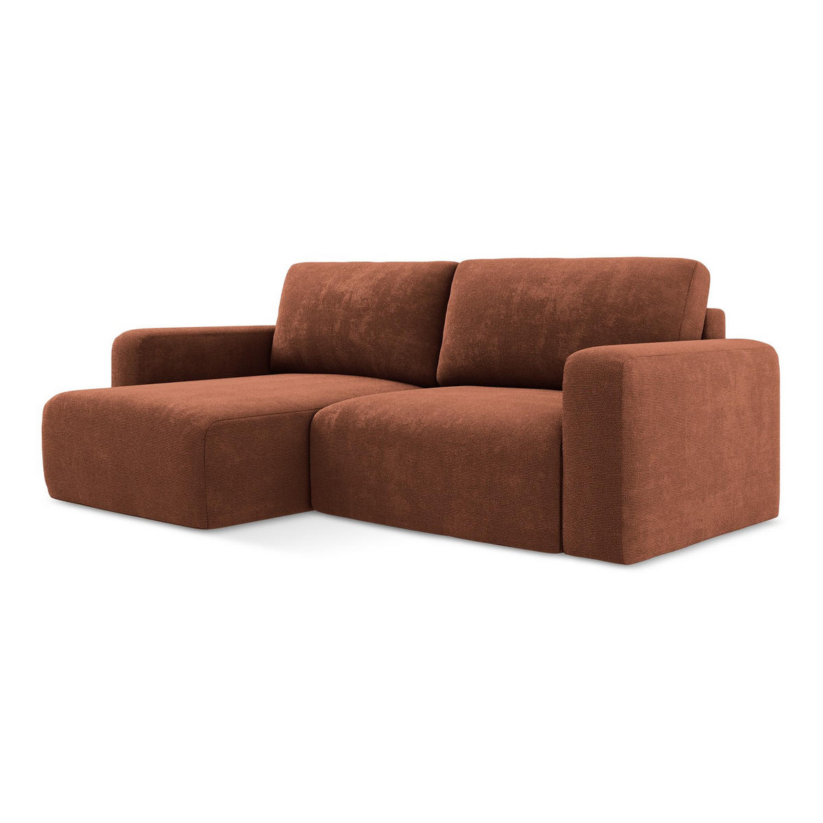 ECKSOFA mit Schlaffunktion links Chenille Stoff Orange - Terracotta/Schwarz, Kunststoff/Textil (149/244cm) - LaMiaSofa