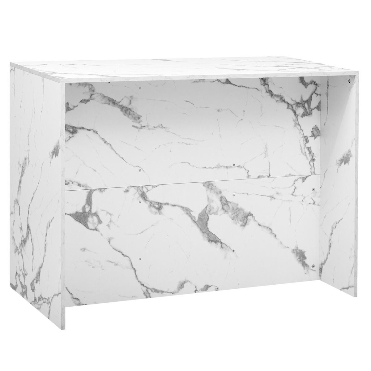 KÜCHENINSEL mit Barbereich 120 x 60 x 90,5 cm Weiß Marmoroptik - Weiß, Holz (60/90.5/120cm) - Beauniv