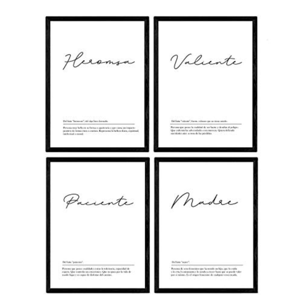 POSTER Set mit 4 Wortdefinitionen zu Mutter Fonds Jahrgang A4 Rahmenlos - Klar, Papier (29.7/3cm) - Nacnic