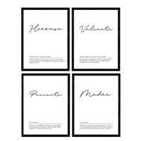 POSTER Set mit 4 Wortdefinitionen zu Mutter Fonds Jahrgang A4 Rahmenlos - Klar, Papier (29.7/3cm) - Nacnic