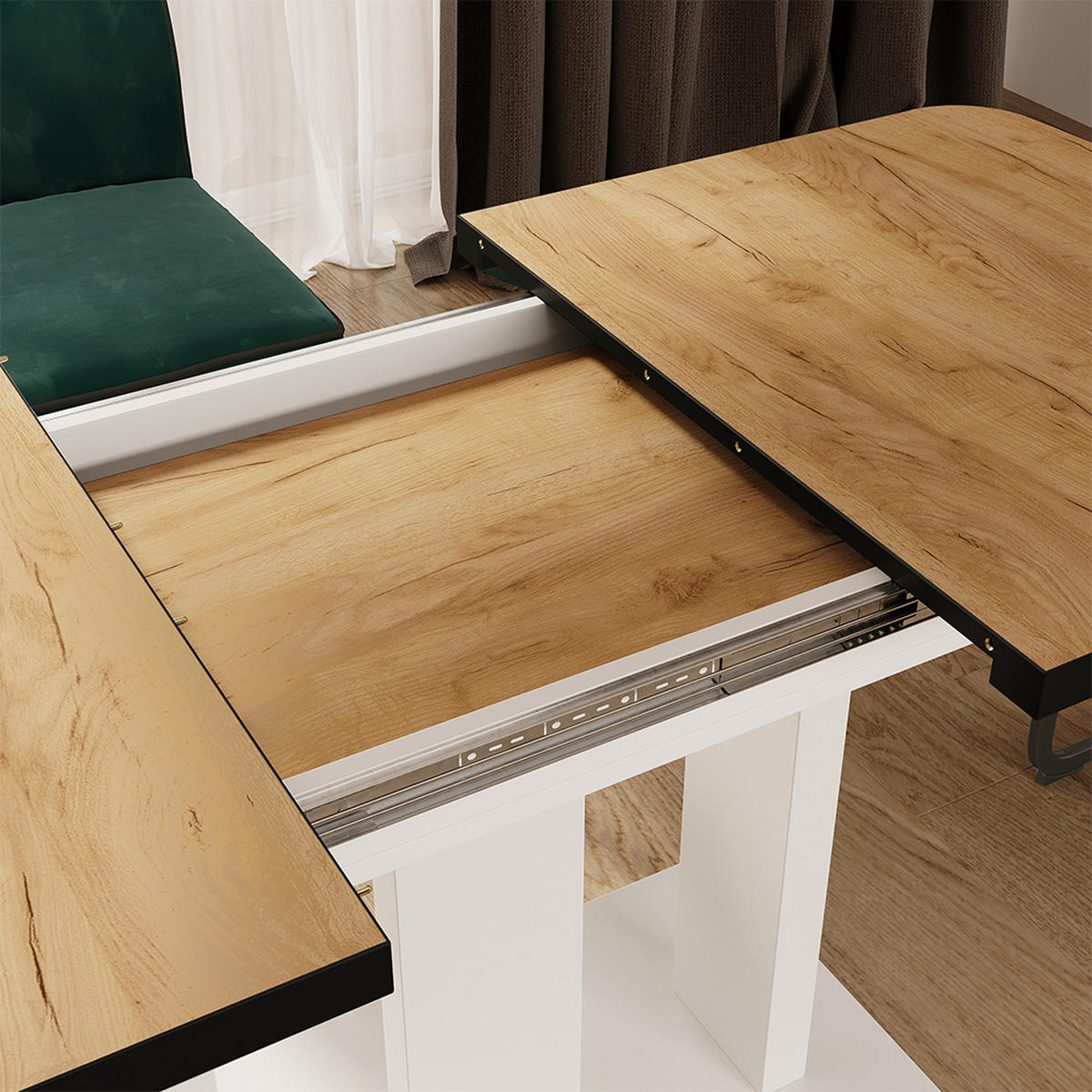 ROZKLÁDACÍ JÍDELNÍ STŮL Fenaro Černá/zlatý dub/bílá - medově dubová, kompozitní dřevo (80/120/77.3cm) - Vicco