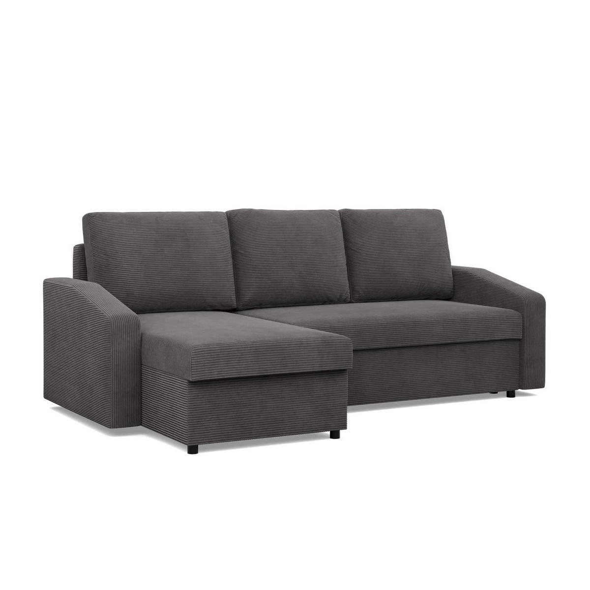ECKSOFA MIT SCHLAFFUNKTION NEO, Cord - Dunkelgrau - Grau, Textil (231/140cm) - Mebligo