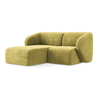 ECKSOFA Links Chenille Stoff Grün - Limette/Schwarz, Holzwerkstoff/Kunststoff (178/166cm) - Makamii