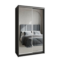 SCHWEBETÜRENSCHRANK RIEN 120/205/60 cm 2-türig mit Spiegel Schwarz - Schwarz, Holzwerkstoff (120/205/60cm) - MASSENO
