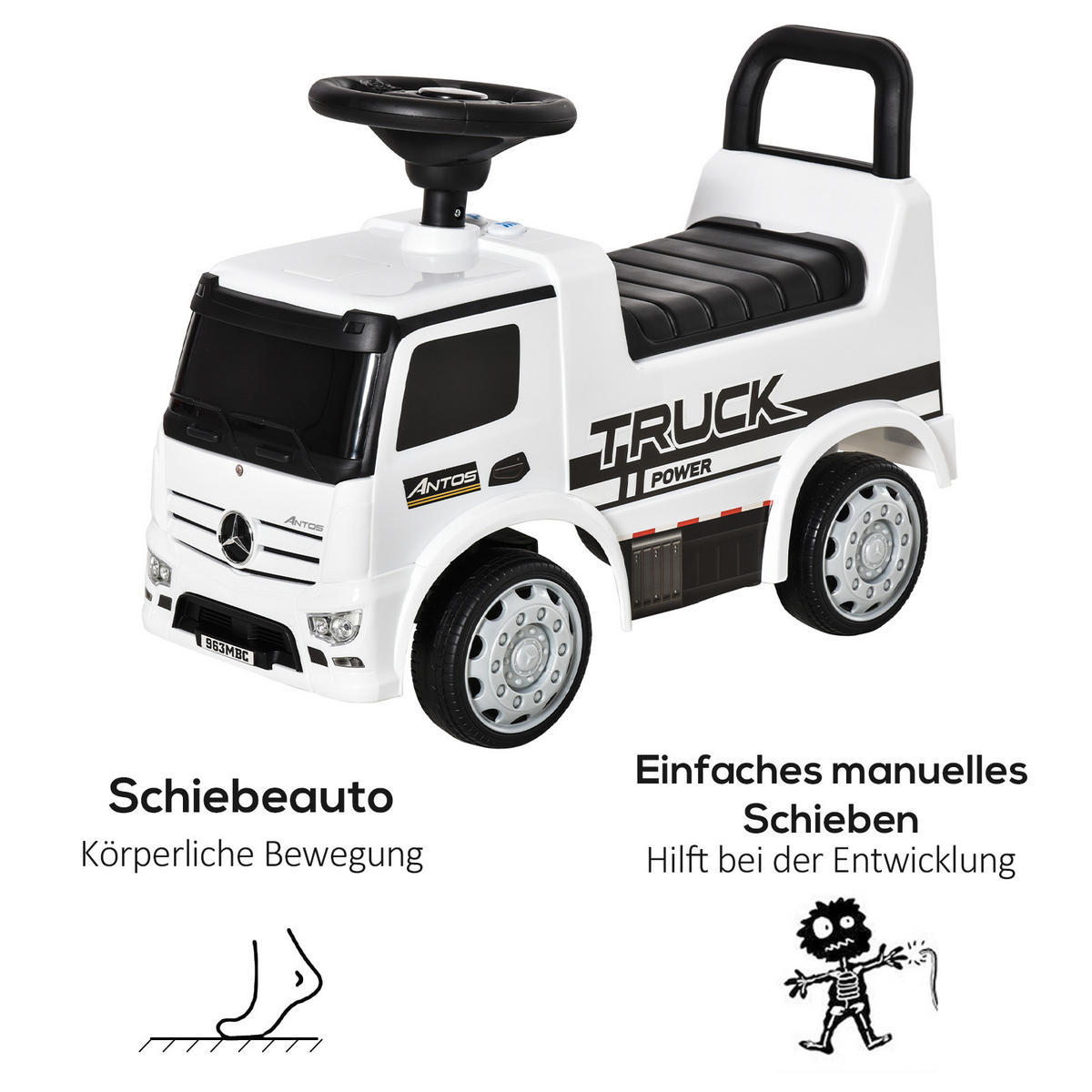 KINDER RUTSCHAUTO, Rot+Schwarz/Weiß+Schwarz, Metall+ PP-Kunststoff - Weiß, Metall (62.5/28.5/45cm) - HOMCOM