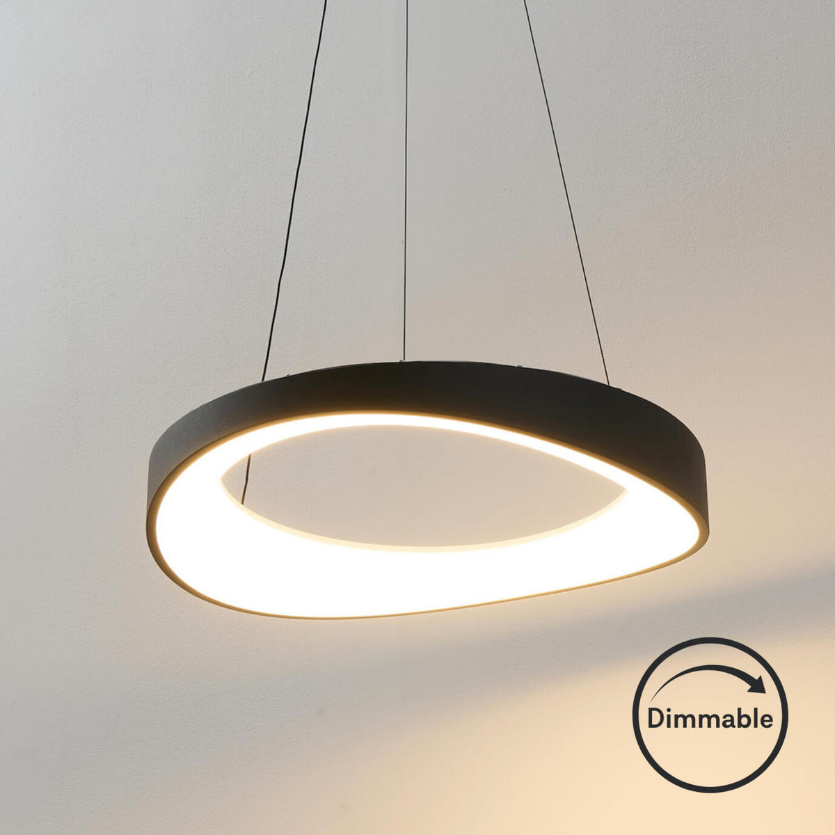 HÄNGELEUCHTE Belina, Schwarz, 52cm, Dimmbar - Schwarz, Metall (52/52/6cm) - KOSILUM