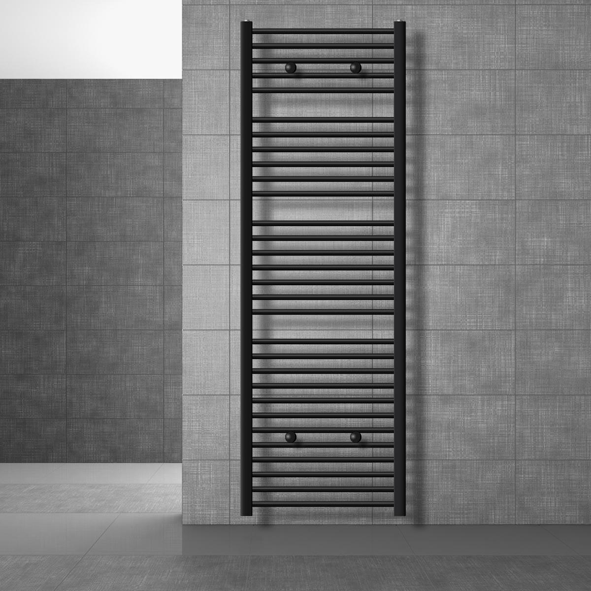 BADHEIZKÖRPER Sahara 600x1800 mm Schwarz matt gerade mit Seitenanschluss - Schwarz, Metall (60/180/3cm) - LuxeBath