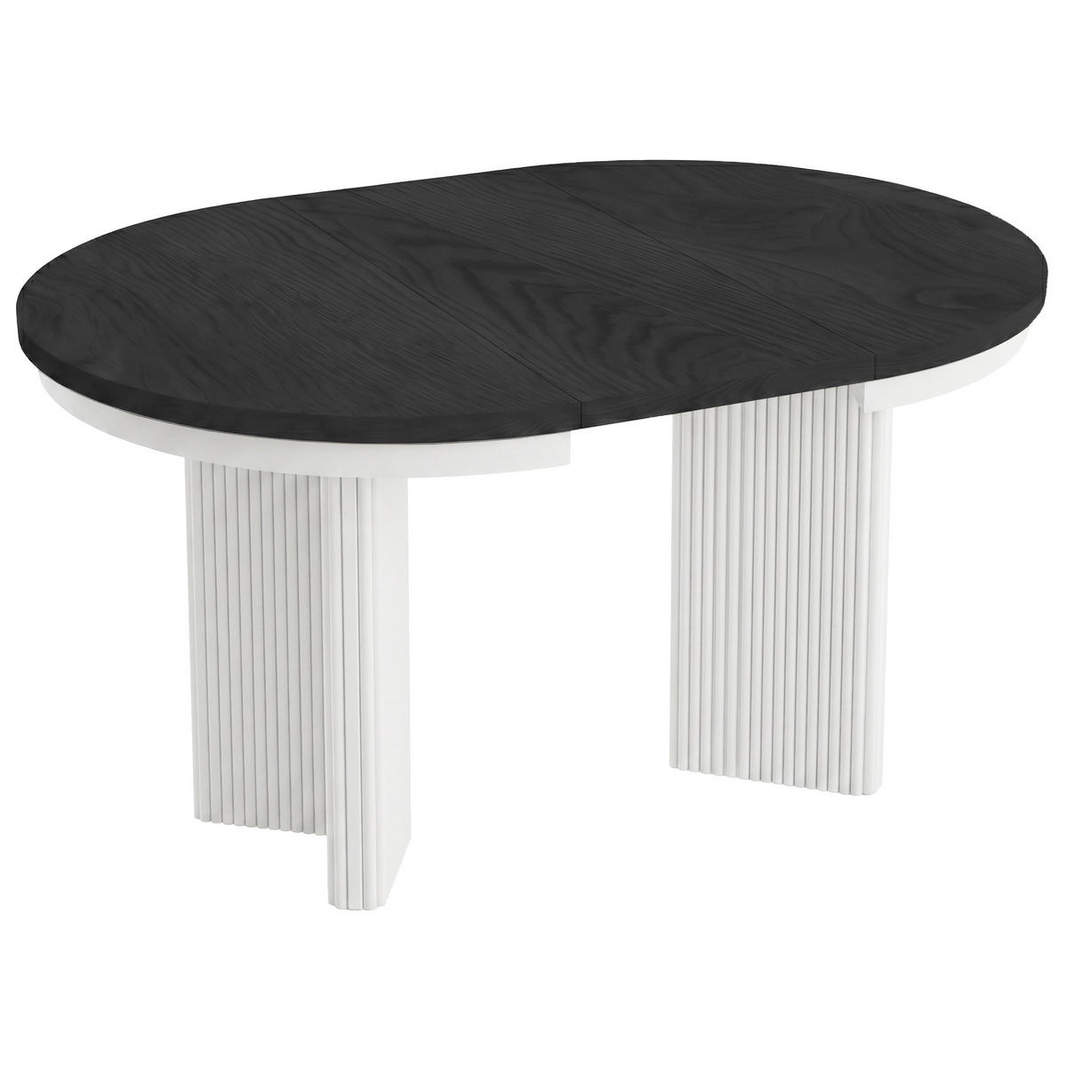 JÍDELNÍ STŮL Prestige, kulatý designový stůl, rozkládací Ø 100–180 cm, černá + bílá - bílá/černá, kov (100/100/77cm) - Beautysofa