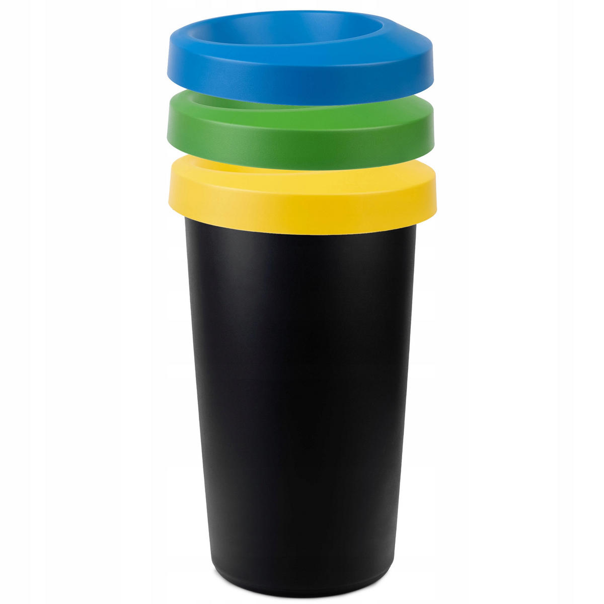 ABFALLBEHÄLTER, 3x25L, rund, Schwarz - Blau/Gelb, Kunststoff (40/65cm) - KADAX