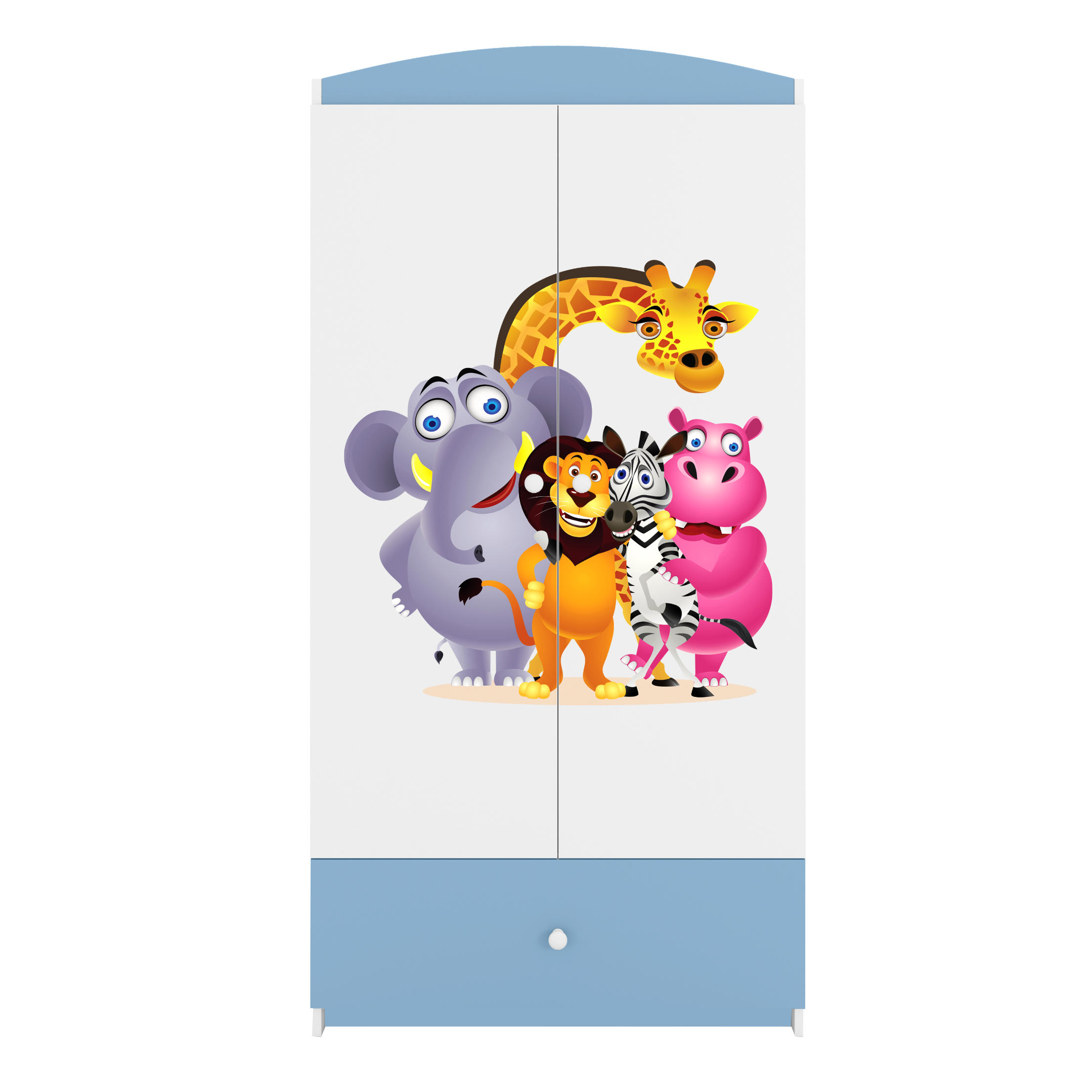 KINDERKLEIDERSCHRANK ZOO - Blau, Holzwerkstoff (90/175/52cm) - RAUMHIRSCH FURNITURE