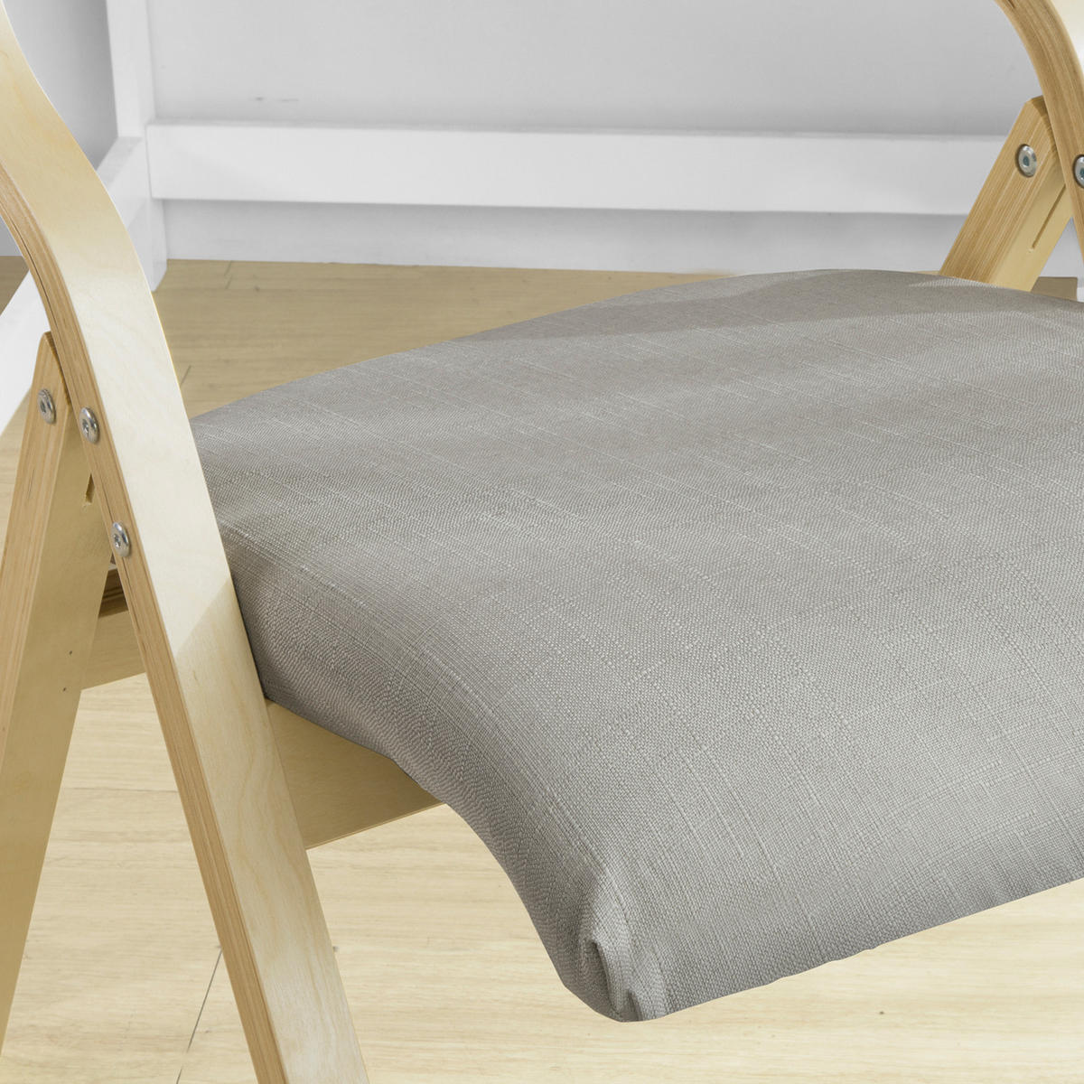 KLAPPSTUHL Birkenholz Gepolstert, 49x80x54cm, Grau - Grau, Holz/Holzwerkstoff (41/44/50cm) - SoBuy