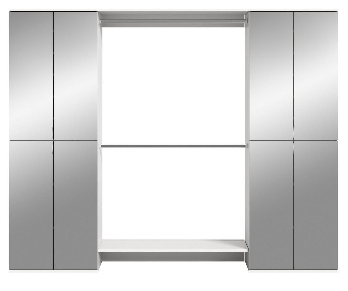 GARDEROBENSCHRANK weiß 232 cm, Flurgarderobe XXL mit Spiegeltüren - Chromfarben/Weiß, Holzwerkstoff/Kunststoff (232/193/34cm) - Inn.Furn