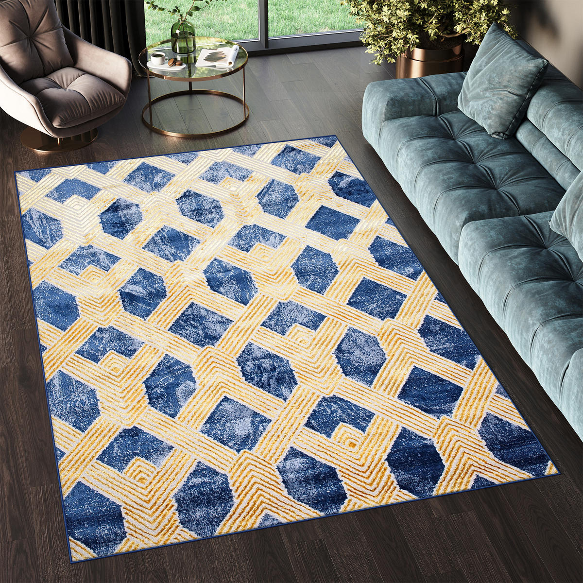 TEPPICH SHINE Dunkelblau 250/350 cm - Dunkelblau, Textil (250/350cm) - Tapiso