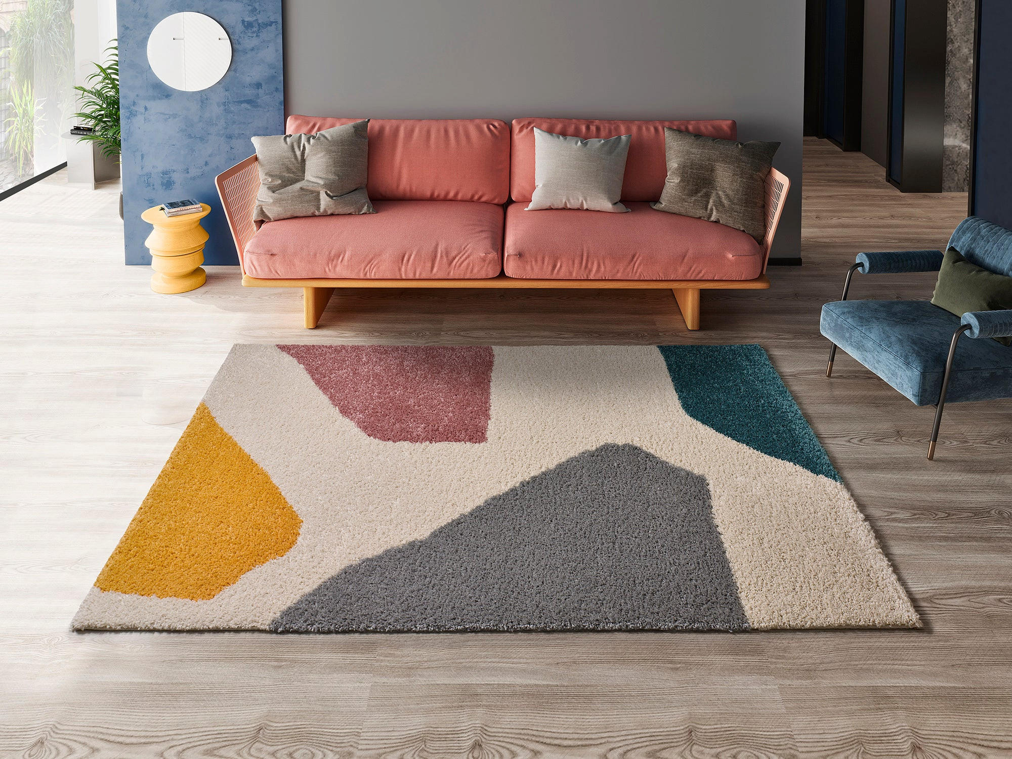 Thumbnail - Atticgo Hochflorteppich, Mehrfarbig, Weiß, Textil, Ethno, Rechteckig, 80x150 cm, Oeko-Tex® Standard 100, in verschiedene...